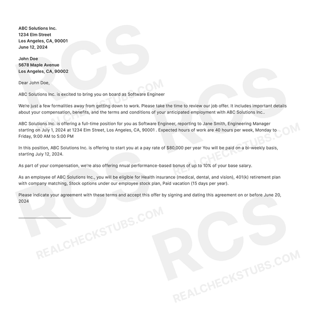 Employment Acceptance Letter Generator