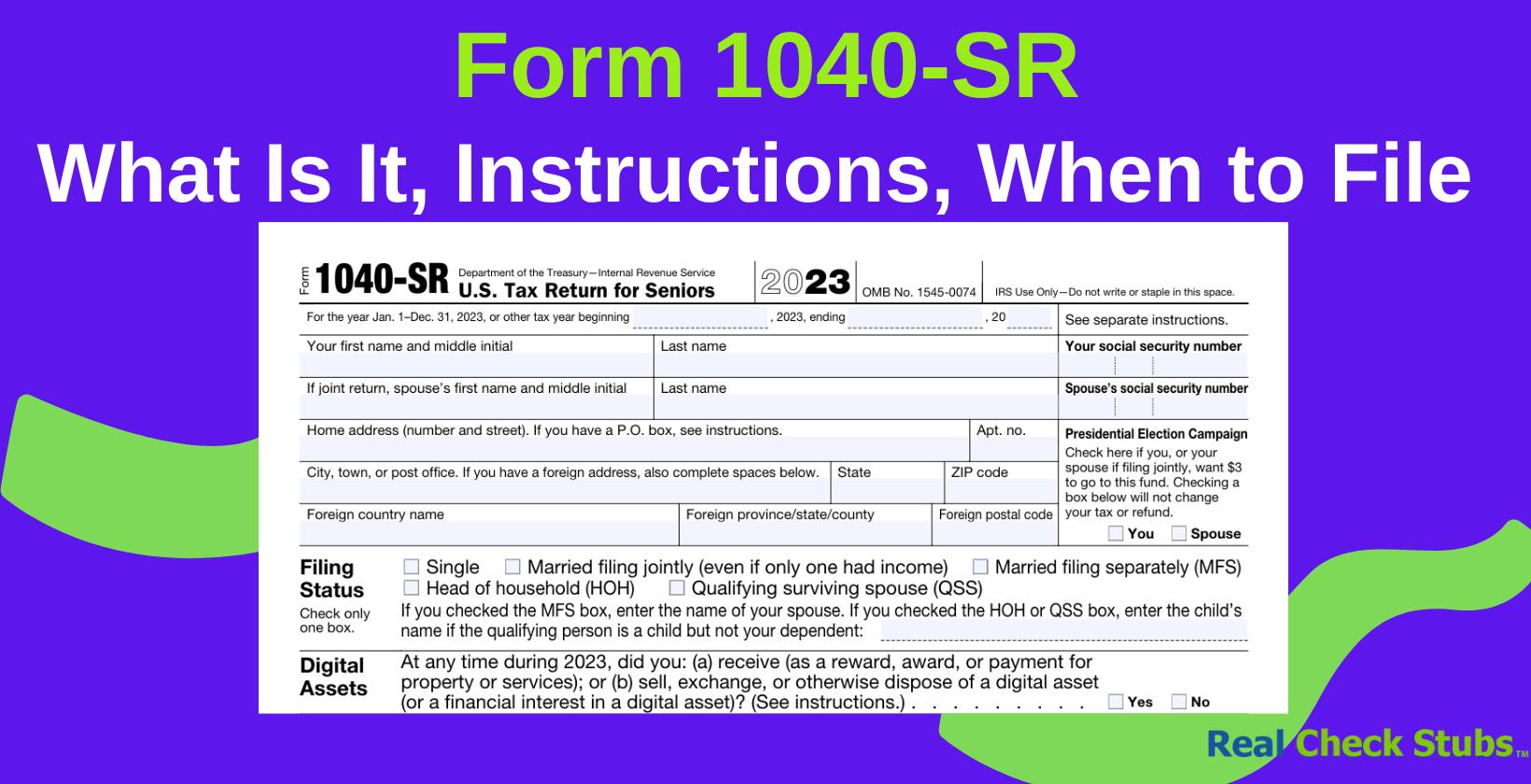 Form 1040 SR instructions