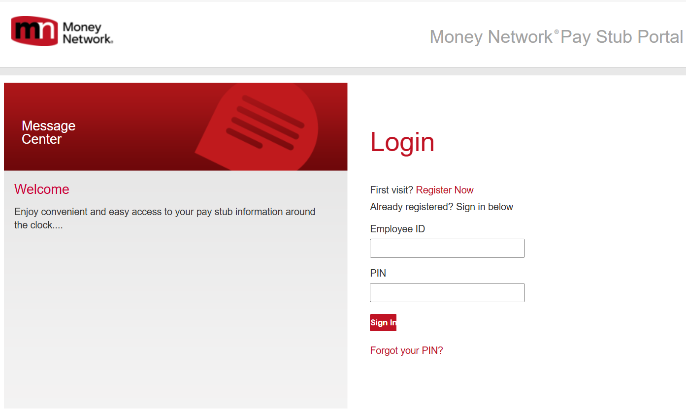 Money Network portal for DG employee